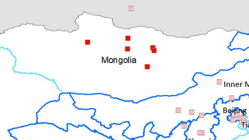 <p>Затронутые болезнью провинции: Булган, Орхон, Туве и Дунгдовь, а также район Баянголь в Улан-Баторе.</p>
