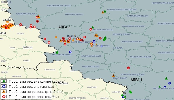 Вспышки АЧС в России