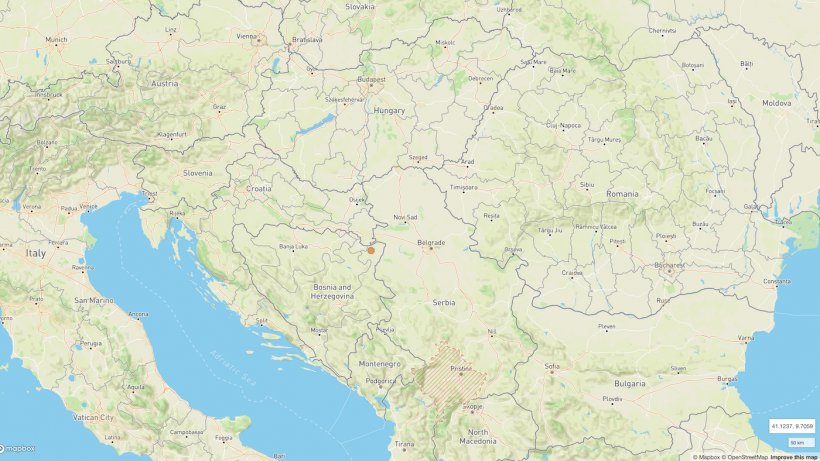 Место вспышки АЧС на северо-востоке Боснии и Герцеговины.
